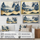 Golden Deer In Pine Tree Misty Mountain - Gold Deer Wall Art