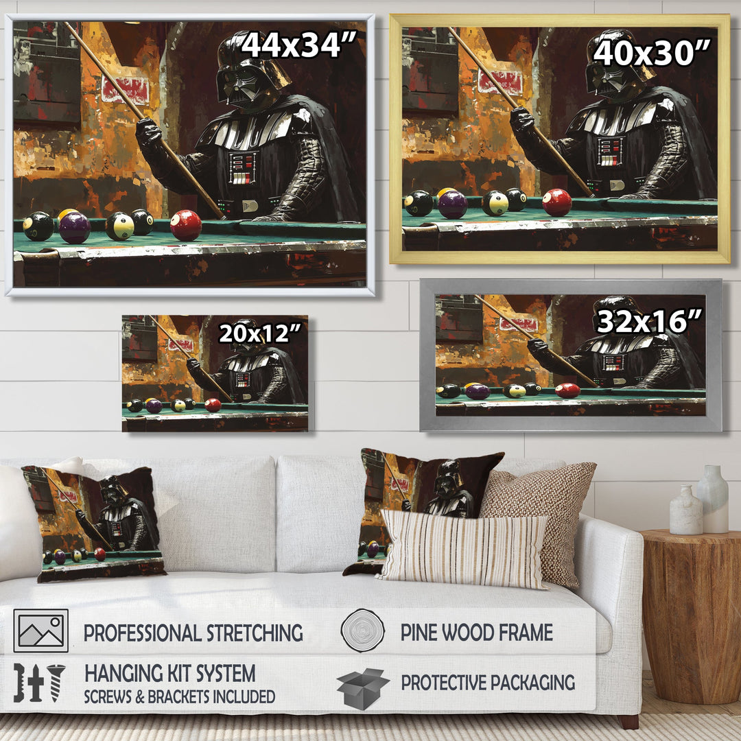 Dark Vader Playing Billiards I - Billiards Canvas Wall Art