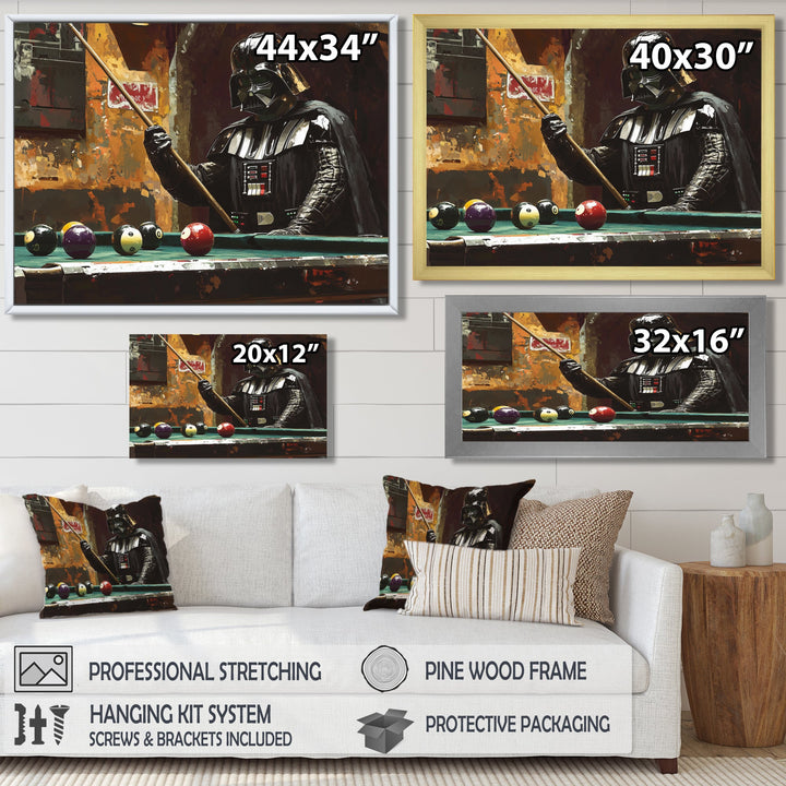 Dark Vader Playing Billiards I - Billiards Canvas Wall Art