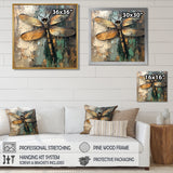 Green Brown Dragonfly's Forest Fusion - Green Dragonfly Wall Art