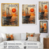 Orange Sunset Aegean Greek Trireme Ship - Boat Sailing Canvas Wall Art