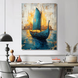Blue Ancient Glory Greek Trireme Ship - Vikings Boat Canvas Wall Art