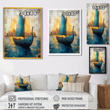 Blue Ancient Glory Greek Trireme Ship - Vikings Boat Canvas Wall Art