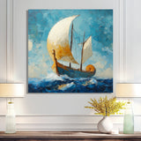 White Greek Triumph Greek Trireme Ship - Vikings Boat Canvas Wall Art