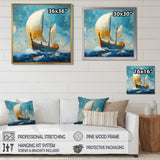 White Greek Triumph Greek Trireme Ship - Vikings Boat Canvas Wall Art