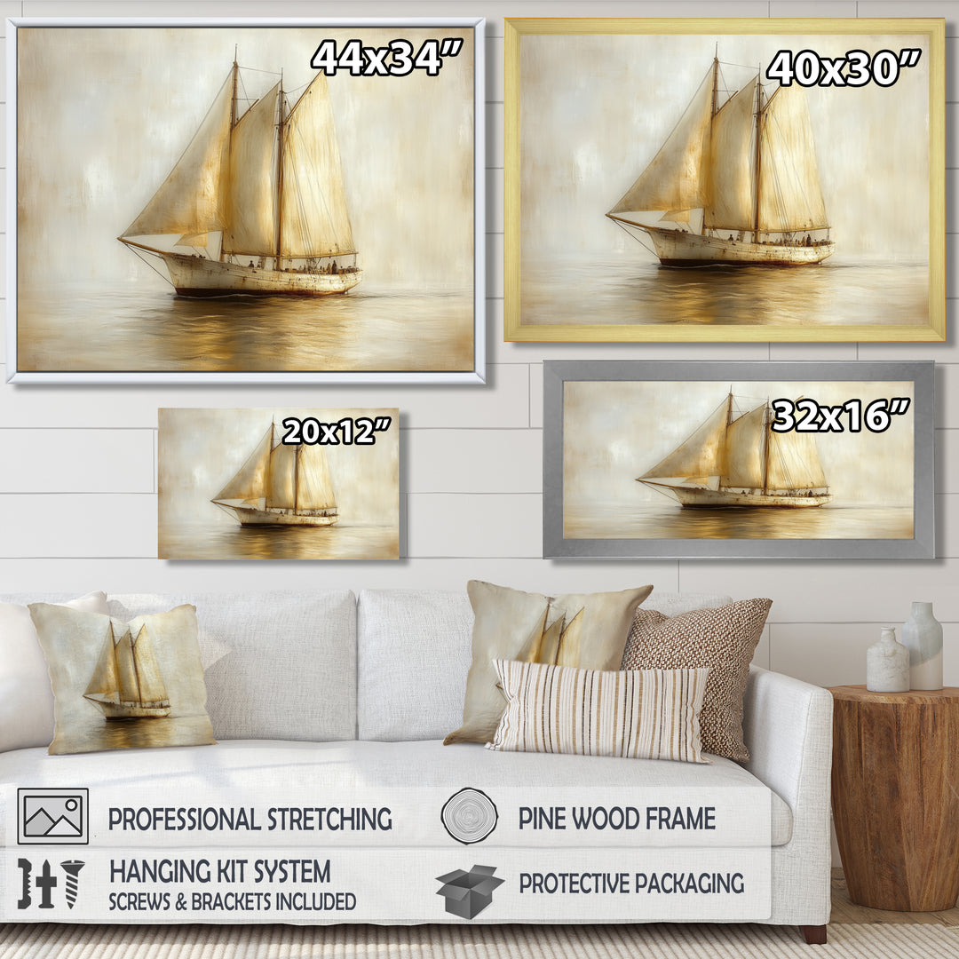 White Sailing Aegean Greek Trireme Ship - Boat Sailing Canvas Wall Art