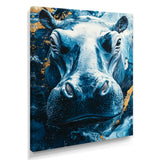 Blue Hippo Portrait - Hippopotamus Bedroom Wall Art