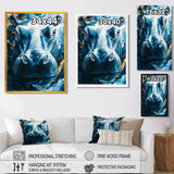 Blue Hippo Portrait - Hippopotamus Bedroom Wall Art