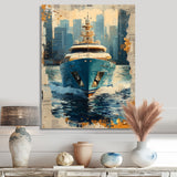 Boat Yacht Blue Billionaires Club I - Boat Yacht Canvas Wall Art