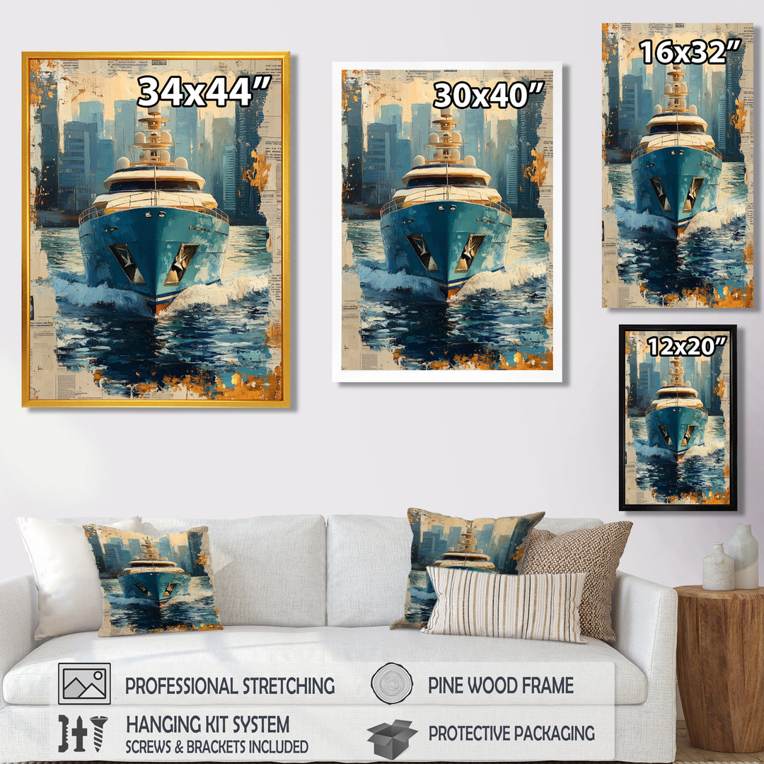Boat Yacht Blue Billionaires Club I - Boat Yacht Canvas Wall Art