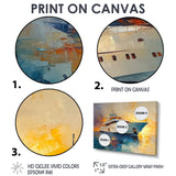 Boat Yacht In Blue And Yellow Tones - Boat Yacht Canvas Wall Art