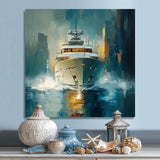Green Yellow Yacht Horizon - Boat Yacht Canvas Wall Art