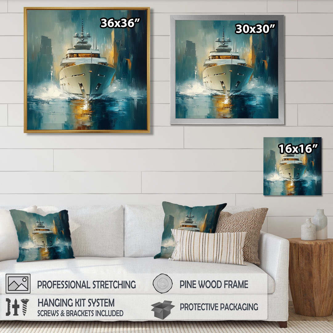 Green Yellow Yacht Horizon - Boat Yacht Canvas Wall Art