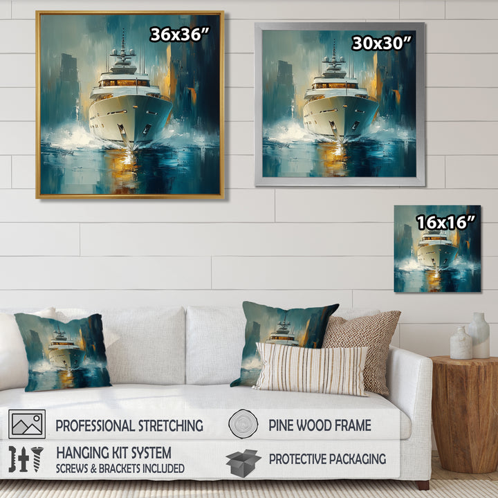 Green Yellow Yacht Horizon - Boat Yacht Canvas Wall Art