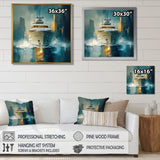 Green Yellow Yacht Horizon - Boat Yacht Canvas Wall Art