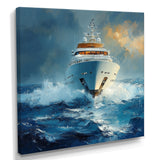Blue Sophistication With Yellow Boat Yacht Blend - Boat Yacht Canvas Wall Art
