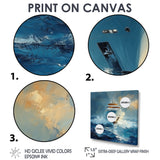 Blue Sophistication With Yellow Boat Yacht Blend - Boat Yacht Canvas Wall Art