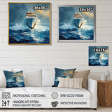 Blue Sophistication With Yellow Boat Yacht Blend - Boat Yacht Canvas Wall Art