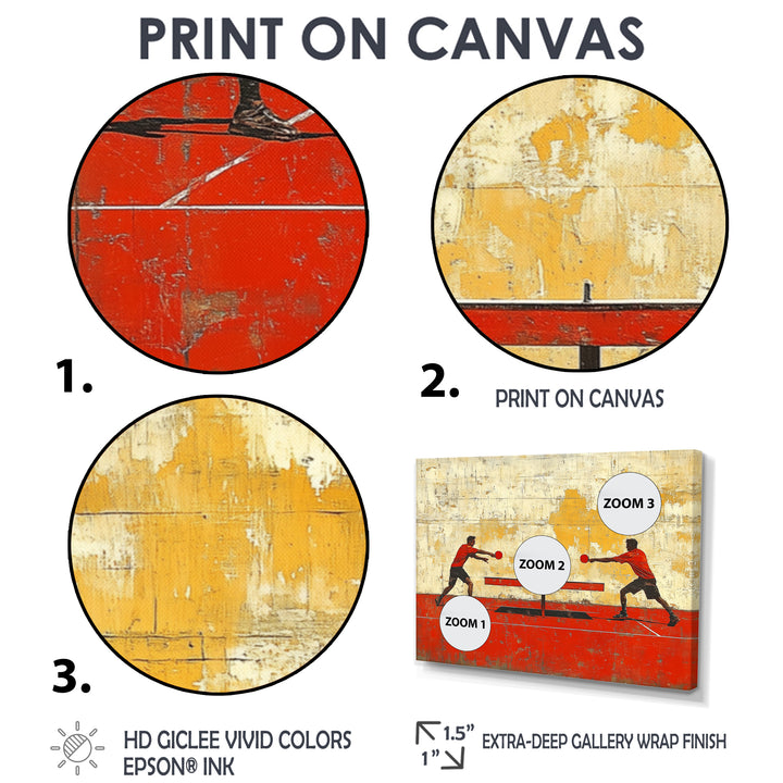 Red And Gold Ping Pong Competition - Sport Pingpong Canvas Wall Art