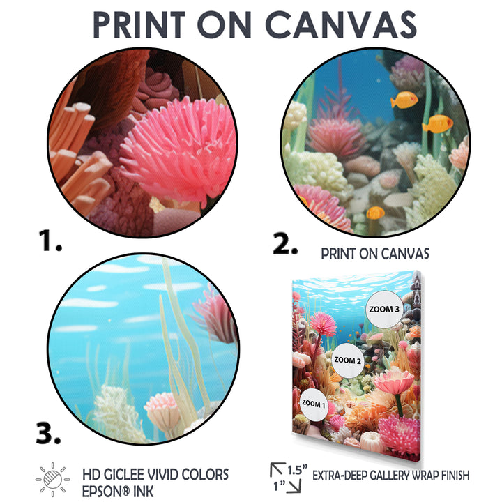 Pink Oceanic Coral Floral Dreams - Blue Coral Wall Art