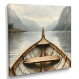 Brown Vikings Boat Fjords Tranquility I - Vikings Boat Canvas Wall Art