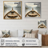 Brown Vikings Boat Fjords Tranquility I - Vikings Boat Canvas Wall Art