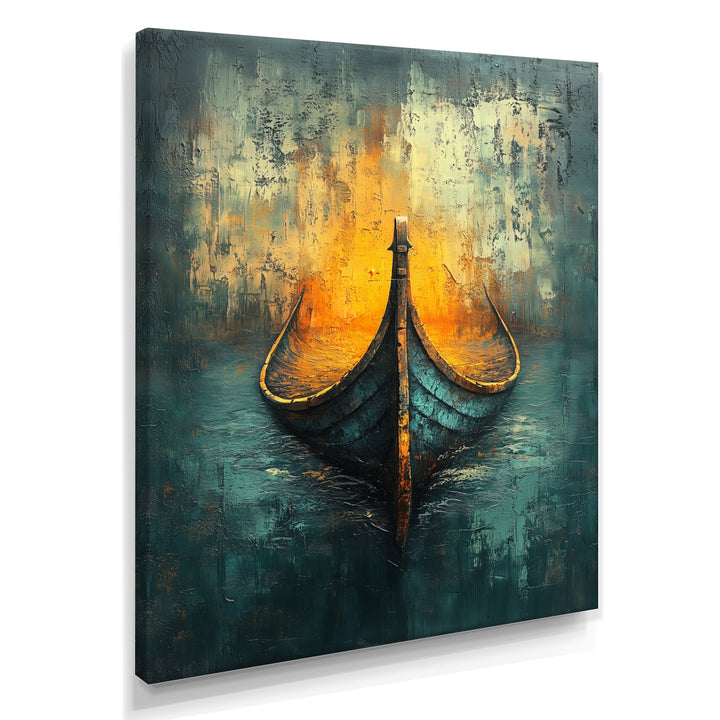 Yellow Vikings Boat Longships Speed - Vikings Boat Canvas Wall Art