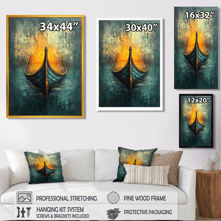 Yellow Vikings Boat Longships Speed - Vikings Boat Canvas Wall Art