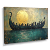 Green Vikings Boat Vikings Return - Vikings Boat Canvas Wall Art