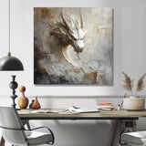 Mythology White Dragons Head - Dragons Living Room Wall Art