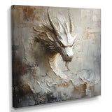 Mythology White Dragons Head - Dragons Living Room Wall Art