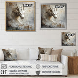 Mythology White Dragons Head - Dragons Living Room Wall Art