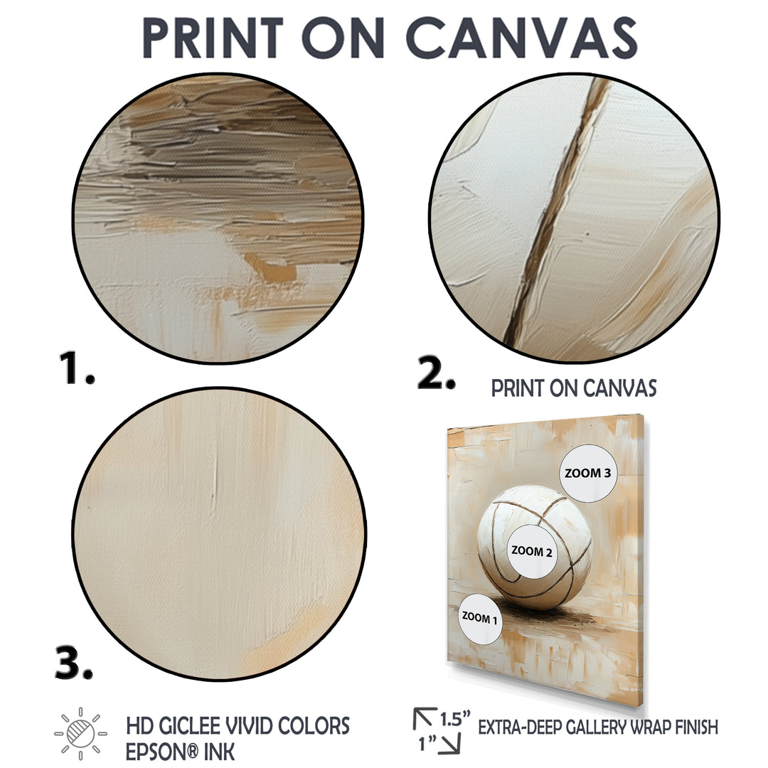 White Volleyball Ballon Minimalism Vibes - Volleyball Canvas Wall Art