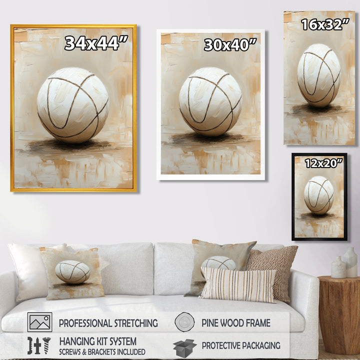 White Volleyball Ballon Minimalism Vibes - Volleyball Canvas Wall Art