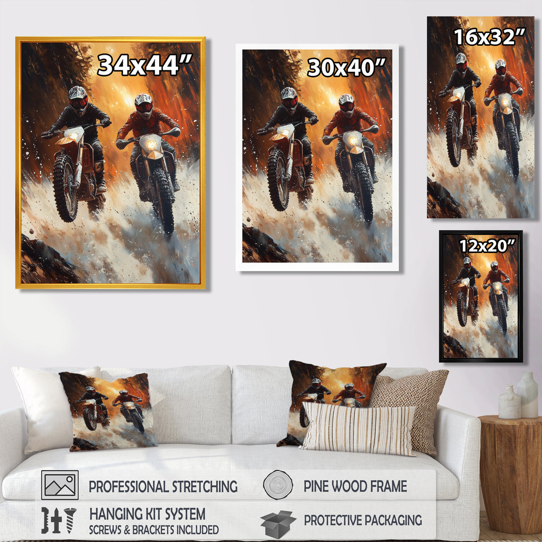 Orange Moto X Head-To-Head Accented With Black - Dirt Bike Canvas Wall Art