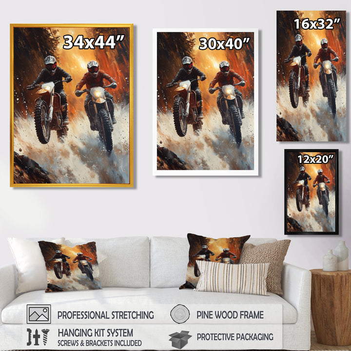 Orange Moto X Head-To-Head Accented With Black - Dirt Bike Canvas Wall Art