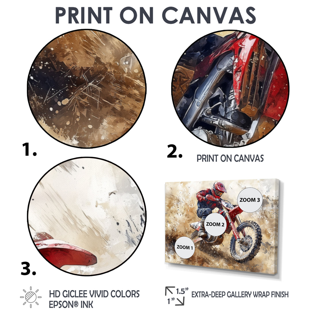 Red Moto X Mayhem Accented With Black I - Dirt Bike Canvas Wall Art