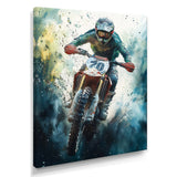 Green Moto X Step-Up Accented With Yellow I - Dirt Bike Canvas Wall Art