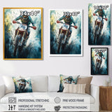 Green Moto X Step-Up Accented With Yellow I - Dirt Bike Canvas Wall Art