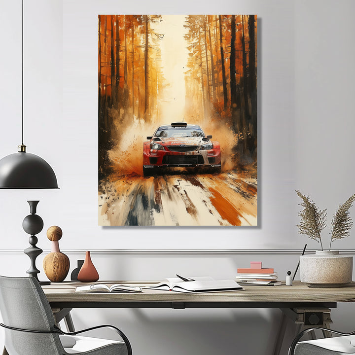 Orange Rally Car Rallycross Accented With Red - Cars Off-Roadcanvas Canvas Wall Art