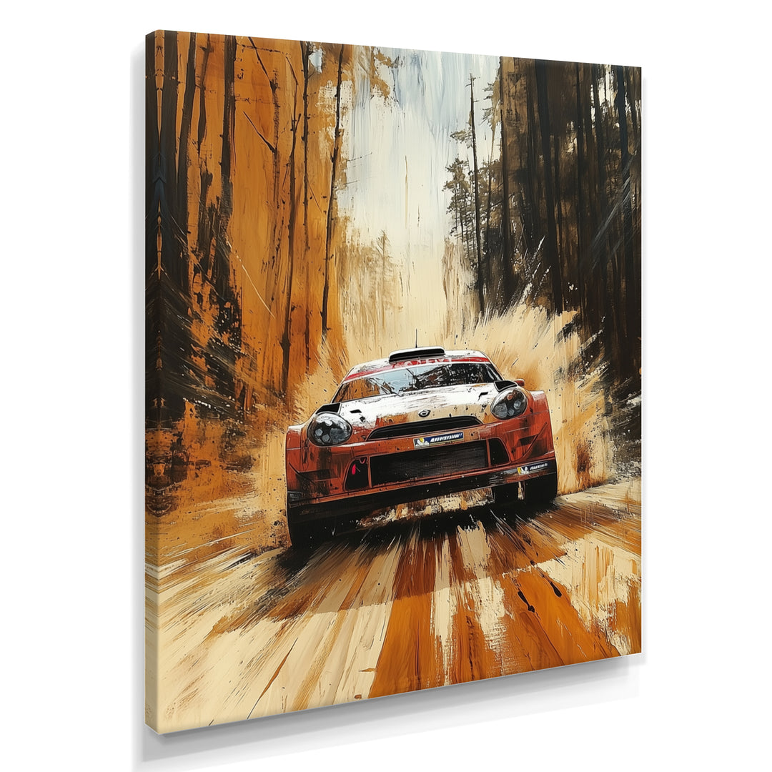 Red Rally Car Rallycross Accented With Orange - Cars Off-Roadcanvas Canvas Wall Art