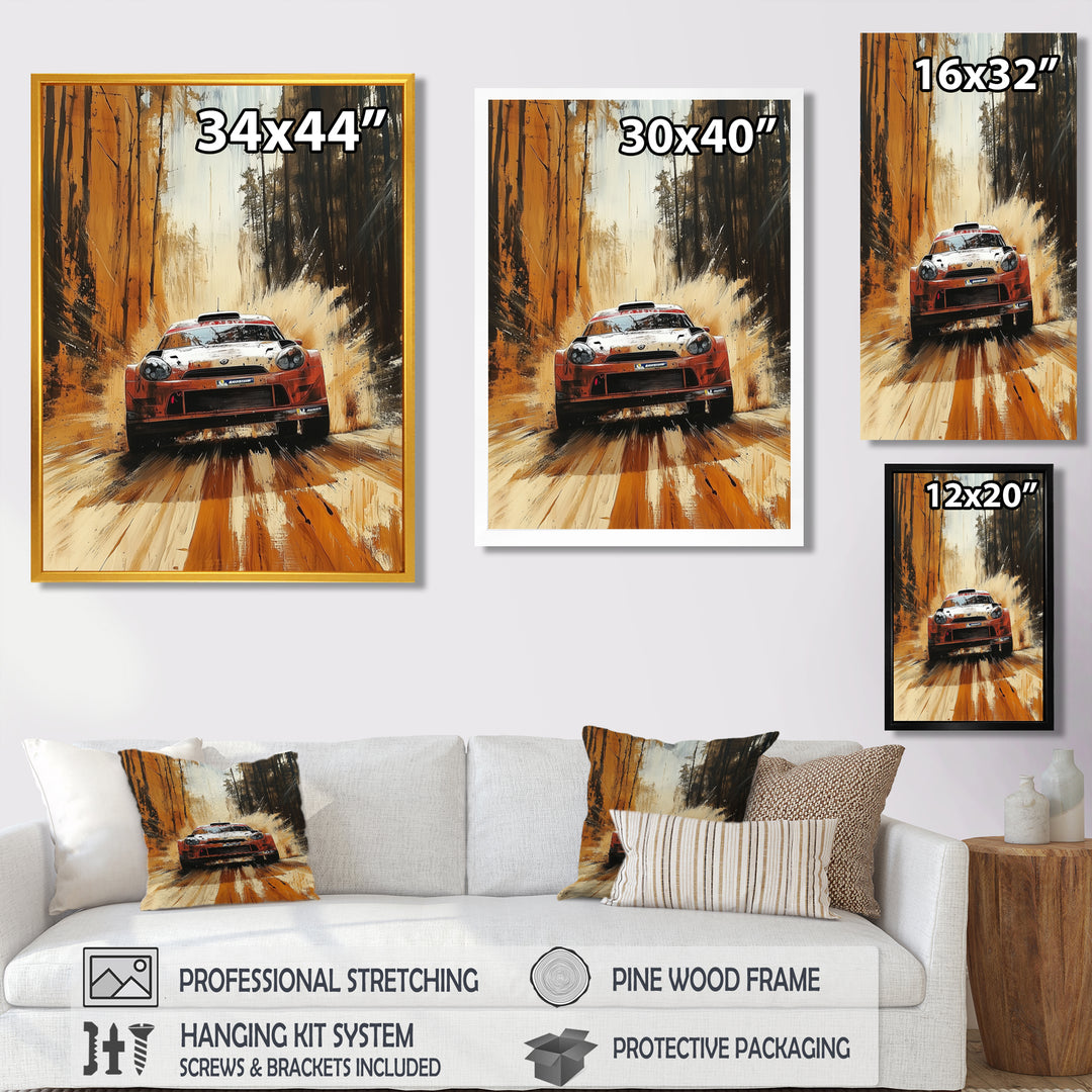 Red Rally Car Rallycross Accented With Orange - Cars Off-Roadcanvas Canvas Wall Art