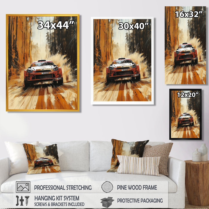 Red Rally Car Rallycross Accented With Orange - Cars Off-Roadcanvas Canvas Wall Art