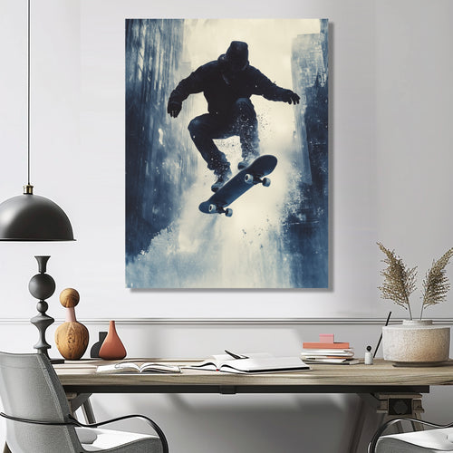 Grey Skateboard Splash Accented With - Skateboard Canvas Wall Art