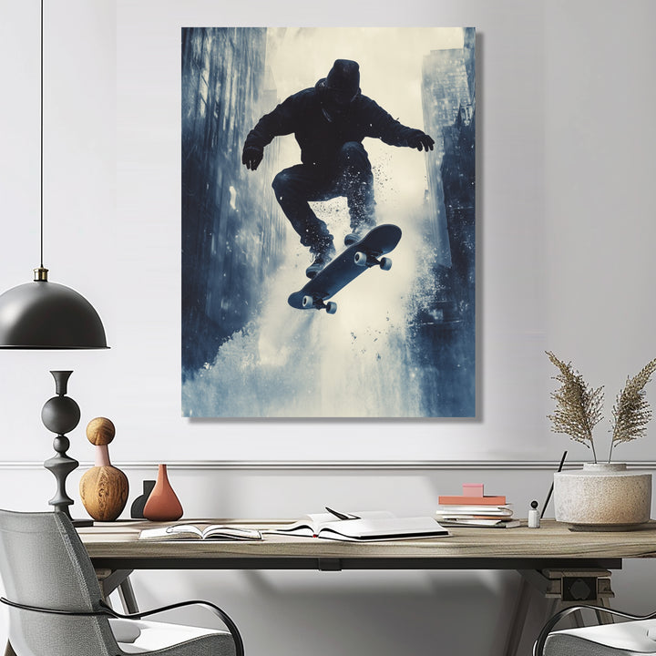 Grey Skateboard Splash Accented With - Skateboard Canvas Wall Art