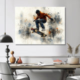 Black Skateboard Street Accented With Orange I - Skateboard Canvas Wall Art