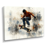 Black Skateboard Street Accented With Orange I - Skateboard Canvas Wall Art