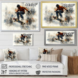 Black Skateboard Street Accented With Orange I - Skateboard Canvas Wall Art