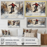 Black Skateboard Street Accented With Red - Skateboard Canvas Wall Art