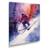 Purple Ski Slopestyle Accented With Orange I - Skiing Canvas Wall Art